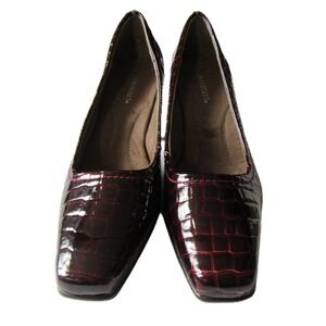 Aerosoles Heels Croc Embossed Patent Maroon Workwear Classic‎ Size 8
